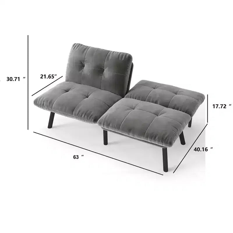 Canapé moderne convertible pliant MAYEERTY deux places pour petit espace de salon, gris