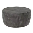 Table basse Royal Hampton Val de 34 pouces en manguier sculpté à la main, forme de tambour rond martelé, nid d'abeille,