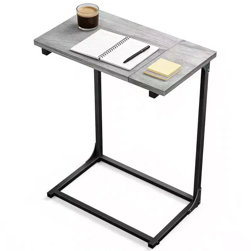 C-shaped End table, side table, sofa C-shaped table, metal frame sofa table, large area sofa table for living room, bedroom and home office