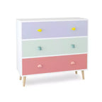Commode de rangement Whisen à 3 tiroirs avec glissières européennes et poignées dessin animé, conception anti-basculement, utilisation comme commode, table de chevet