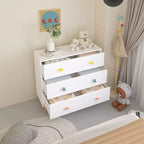 Commode de rangement Whisen à 3 tiroirs avec glissières européennes et poignées dessin animé, conception anti-basculement, utilisation comme commode, table de chevet