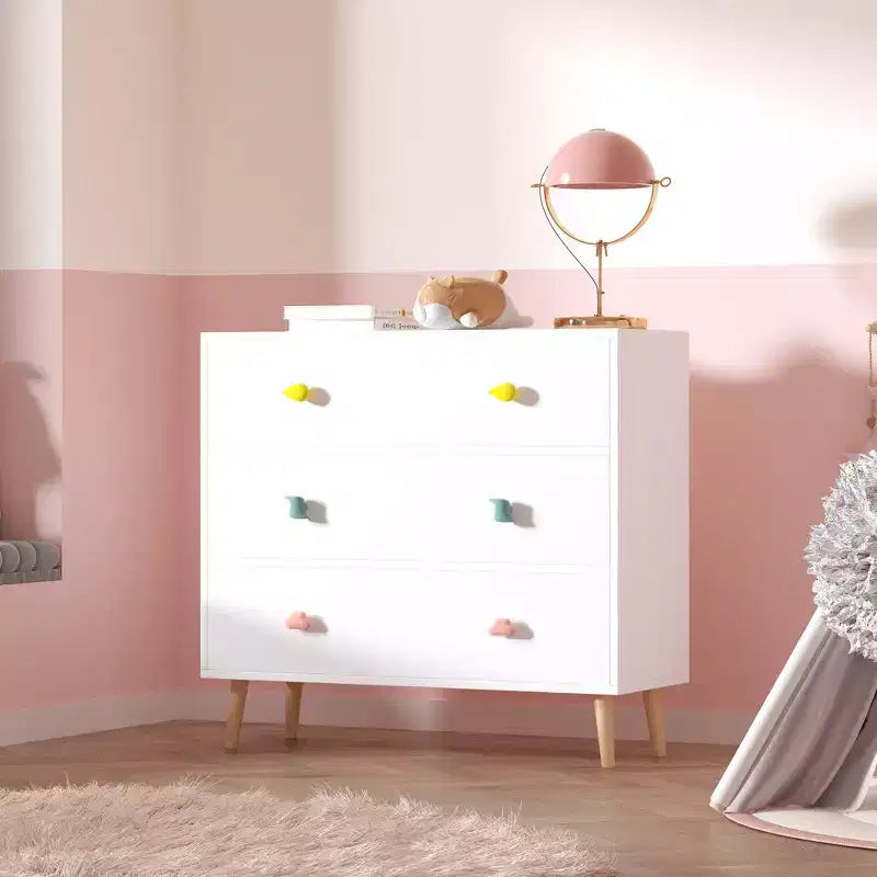 Commode de rangement Whisen à 3 tiroirs avec glissières européennes et poignées dessin animé, conception anti-basculement, utilisation comme commode, table de chevet