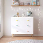 Commode de rangement Whisen à 3 tiroirs avec glissières européennes et poignées dessin animé, conception anti-basculement, utilisation comme commode, table de chevet