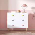 Commode de rangement Whisen à 3 tiroirs avec glissières européennes et poignées dessin animé, conception anti-basculement, utilisation comme commode, table de chevet
