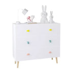 Commode de rangement Whisen à 3 tiroirs avec glissières européennes et poignées dessin animé, conception anti-basculement, utilisation comme commode, table de chevet