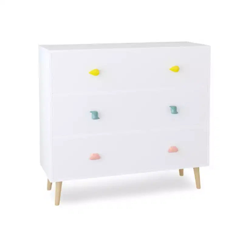 Commode de rangement Whisen à 3 tiroirs avec glissières européennes et poignées dessin animé, conception anti-basculement, utilisation comme commode, table de chevet
