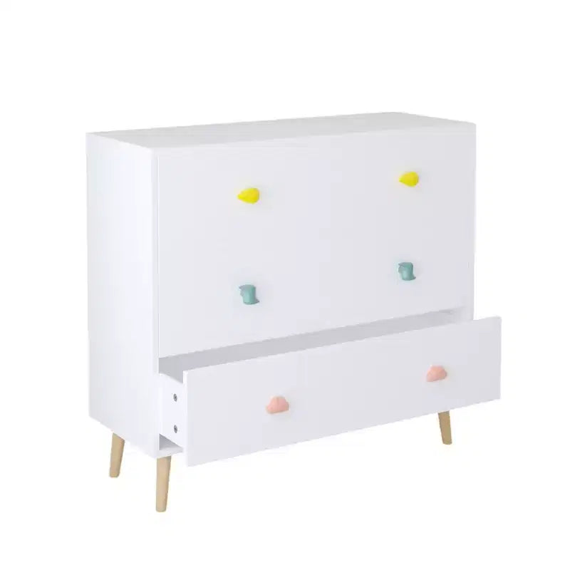 Commode de rangement Whisen à 3 tiroirs avec glissières européennes et poignées dessin animé, conception anti-basculement, utilisation comme commode, table de chevet