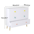 Commode de rangement Whisen à 3 tiroirs avec glissières européennes et poignées dessin animé, conception anti-basculement, utilisation comme commode, table de chevet