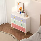 Commode de rangement Whisen à 3 tiroirs avec glissières européennes et poignées dessin animé, conception anti-basculement, utilisation comme commode, table de chevet