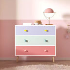 Commode de rangement Whisen à 3 tiroirs avec glissières européennes et poignées dessin animé, conception anti-basculement, utilisation comme commode, table de chevet