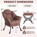 Fauteuil paresseux avec ottoman, Chaise de lecture moderne, Housse amovible et lavable, Soutien ergonomique, pour Chambre, Salon