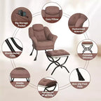 Fauteuil paresseux avec ottoman, Chaise de lecture moderne, Housse amovible et lavable, Soutien ergonomique, pour Chambre, Salon