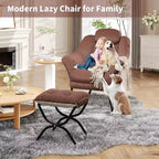 Fauteuil paresseux avec ottoman, Chaise de lecture moderne, Housse amovible et lavable, Soutien ergonomique, pour Chambre, Salon