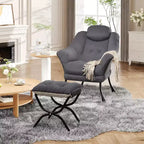 Fauteuil paresseux avec ottoman, Chaise de lecture moderne, Housse amovible et lavable, Soutien ergonomique, pour Chambre, Salon
