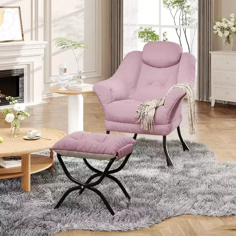 Fauteuil paresseux avec ottoman, Chaise de lecture moderne, Housse amovible et lavable, Soutien ergonomique, pour Chambre, Salon