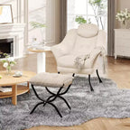 Fauteuil paresseux avec ottoman, Chaise de lecture moderne, Housse amovible et lavable, Soutien ergonomique, pour Chambre, Salon