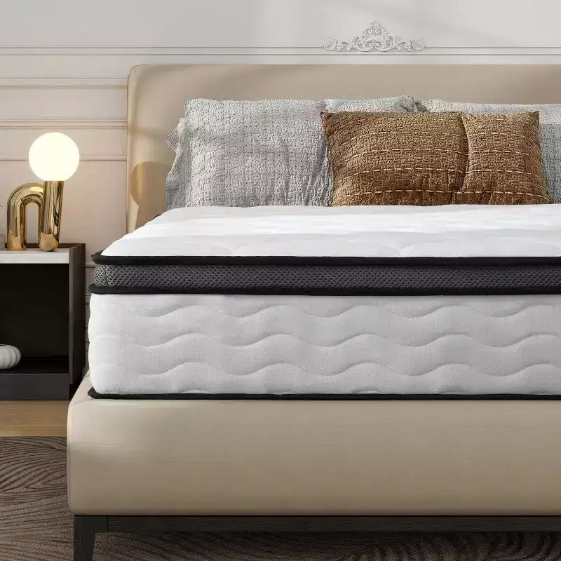Matelas Okak Full/Queen Size en boîte avec ressorts ensachés, matelas hybride de fermeté moyenne à soulagement de la pression avec housse respirante, CertiPUR-US