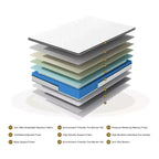 Matelas Okak Full/Queen Size en boîte avec ressorts ensachés, matelas hybride de fermeté moyenne à soulagement de la pression avec housse respirante, CertiPUR-US