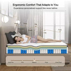 Matelas Okak Full/Queen Size en boîte avec ressorts ensachés, matelas hybride de fermeté moyenne à soulagement de la pression avec housse respirante, CertiPUR-US