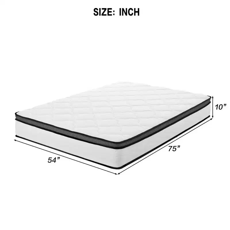Matelas Okak Full/Queen Size en boîte avec ressorts ensachés, matelas hybride de fermeté moyenne à soulagement de la pression avec housse respirante, CertiPUR-US