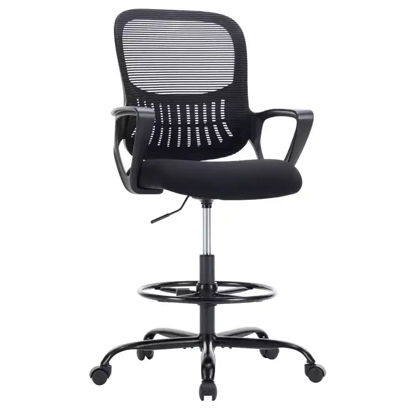 Okak Modern High Office Chair with Adjustable Foot Ring, Computer Chair with Mesh Backrest, Swivel Chair for Study, Reading Room, Office