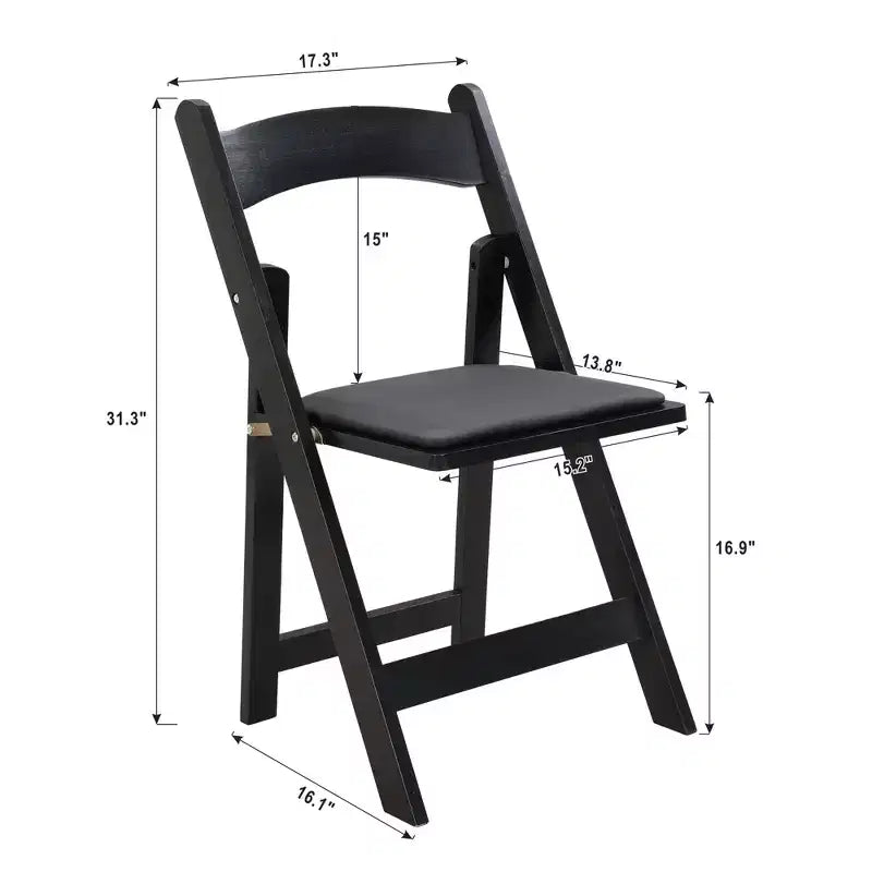 Okak Lot de 4 Chaises de Salle à Manger Rustiques Pliantes en Bois avec Assise Rembourrée, Chaises d'Appoint Pliantes pour Salle à Manger, Salon