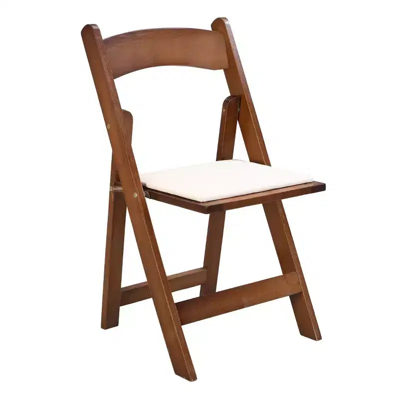Okak Lot de 4 Chaises de Salle à Manger Rustiques Pliantes en Bois avec Assise Rembourrée, Chaises d'Appoint Pliantes pour Salle à Manger, Salon