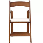 Okak Lot de 4 Chaises de Salle à Manger Rustiques Pliantes en Bois avec Assise Rembourrée, Chaises d'Appoint Pliantes pour Salle à Manger, Salon