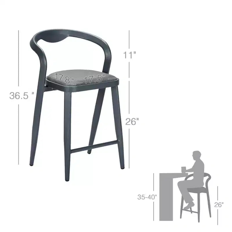 Lot de 2 tabourets de bar d'extérieur hauteur comptoir, tabourets de bar modernes et élégants, tabourets de bar de patio modernes avec dossier et accoudoirs, chaises de bar hautes confortables