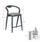 Lot de 2 tabourets de bar d'extérieur hauteur comptoir, tabourets de bar modernes et élégants, tabourets de bar de patio modernes avec dossier et accoudoirs, chaises de bar hautes confortables