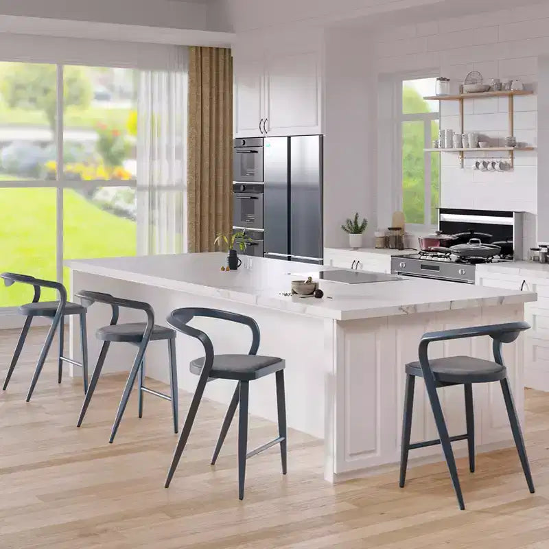 Lot de 2 tabourets de bar d'extérieur hauteur comptoir, tabourets de bar modernes et élégants, tabourets de bar de patio modernes avec dossier et accoudoirs, chaises de bar hautes confortables