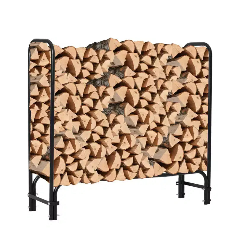 Range-bûches 120 cm d'extérieur et d'intérieur, porte-bûches robuste en acier maillé pour cheminée, terrasse, empileur de bois durable