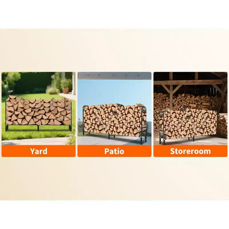 Range-bûches 120 cm d'extérieur et d'intérieur, porte-bûches robuste en acier maillé pour cheminée, terrasse, empileur de bois durable