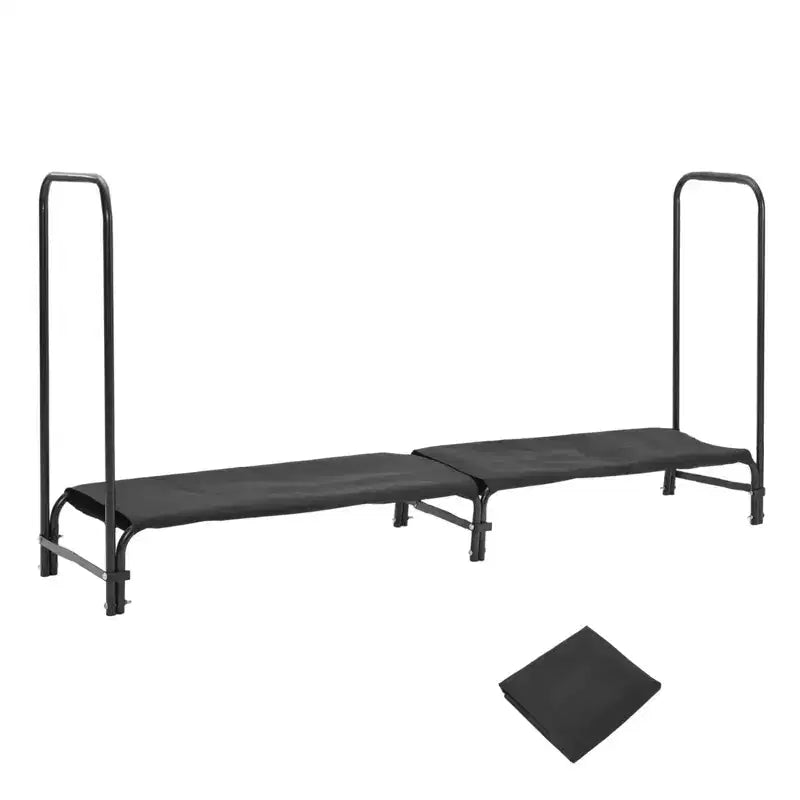 Range-bûches 120 cm d'extérieur et d'intérieur, porte-bûches robuste en acier maillé pour cheminée, terrasse, empileur de bois durable