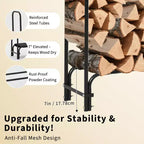Range-bûches 120 cm d'extérieur et d'intérieur, porte-bûches robuste en acier maillé pour cheminée, terrasse, empileur de bois durable
