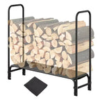 Range-bûches 120 cm d'extérieur et d'intérieur, porte-bûches robuste en acier maillé pour cheminée, terrasse, empileur de bois durable