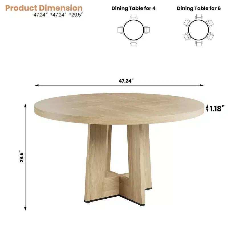 Table à manger ronde moderne à 7 pieds, table de cuisine robuste de 42 pouces pour coin petit-déjeuner, appartement ou bureau à domicile, 4 à 6 places