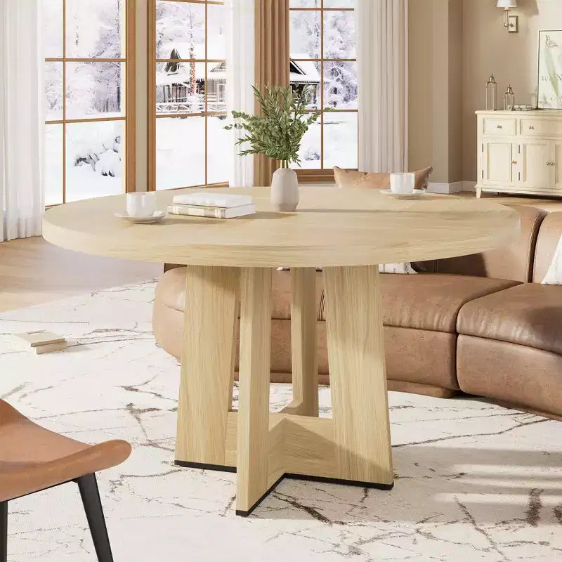 Table à manger ronde moderne à 7 pieds, table de cuisine robuste de 42 pouces pour coin petit-déjeuner, appartement ou bureau à domicile, 4 à 6 places