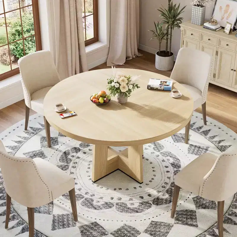 Table à manger ronde moderne à 7 pieds, table de cuisine robuste de 42 pouces pour coin petit-déjeuner, appartement ou bureau à domicile, 4 à 6 places
