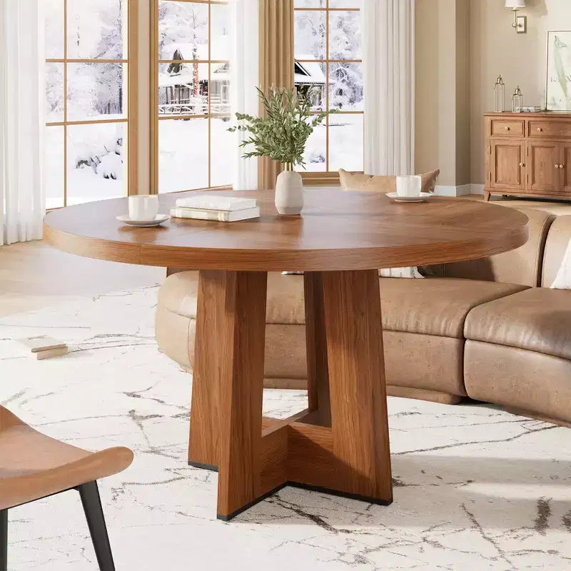Table à manger ronde moderne à 7 pieds, table de cuisine robuste de 42 pouces pour coin petit-déjeuner, appartement ou bureau à domicile, 4 à 6 places