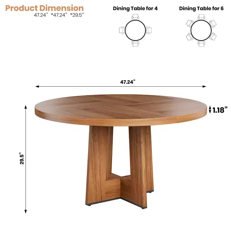 Table à manger ronde moderne à 7 pieds, table de cuisine robuste de 42 pouces pour coin petit-déjeuner, appartement ou bureau à domicile, 4 à 6 places