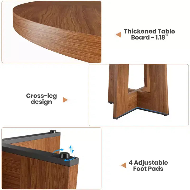 Table à manger ronde moderne à 7 pieds, table de cuisine robuste de 42 pouces pour coin petit-déjeuner, appartement ou bureau à domicile, 4 à 6 places