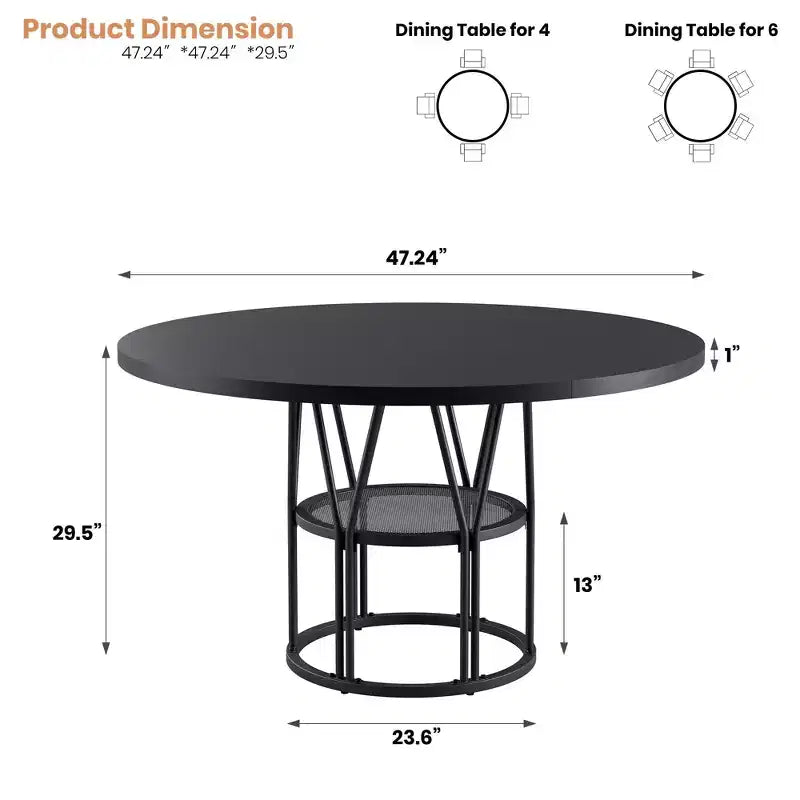 Table à manger ronde moderne à 7 pieds, table de cuisine robuste de 42 pouces pour coin petit-déjeuner, appartement ou bureau à domicile, 4 à 6 places