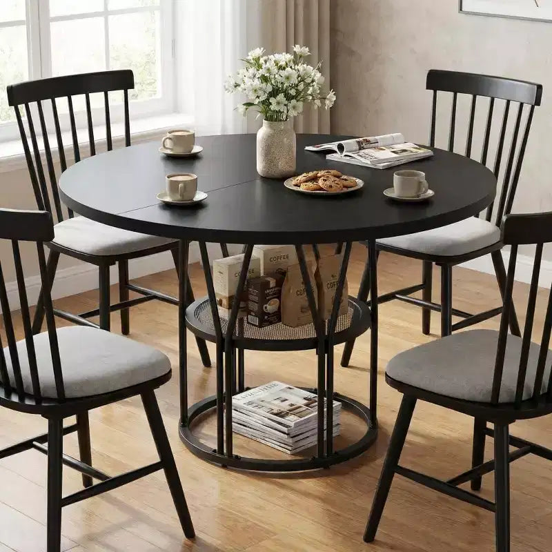 Table à manger ronde moderne à 7 pieds, table de cuisine robuste de 42 pouces pour coin petit-déjeuner, appartement ou bureau à domicile, 4 à 6 places
