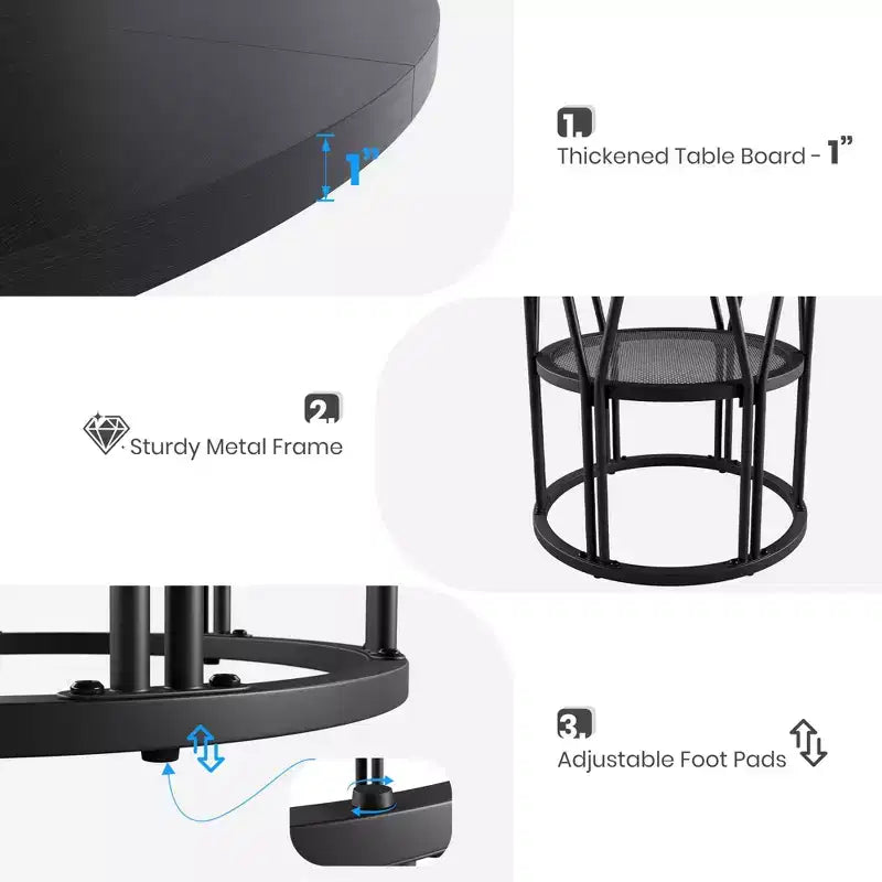 Table à manger ronde moderne à 7 pieds, table de cuisine robuste de 42 pouces pour coin petit-déjeuner, appartement ou bureau à domicile, 4 à 6 places