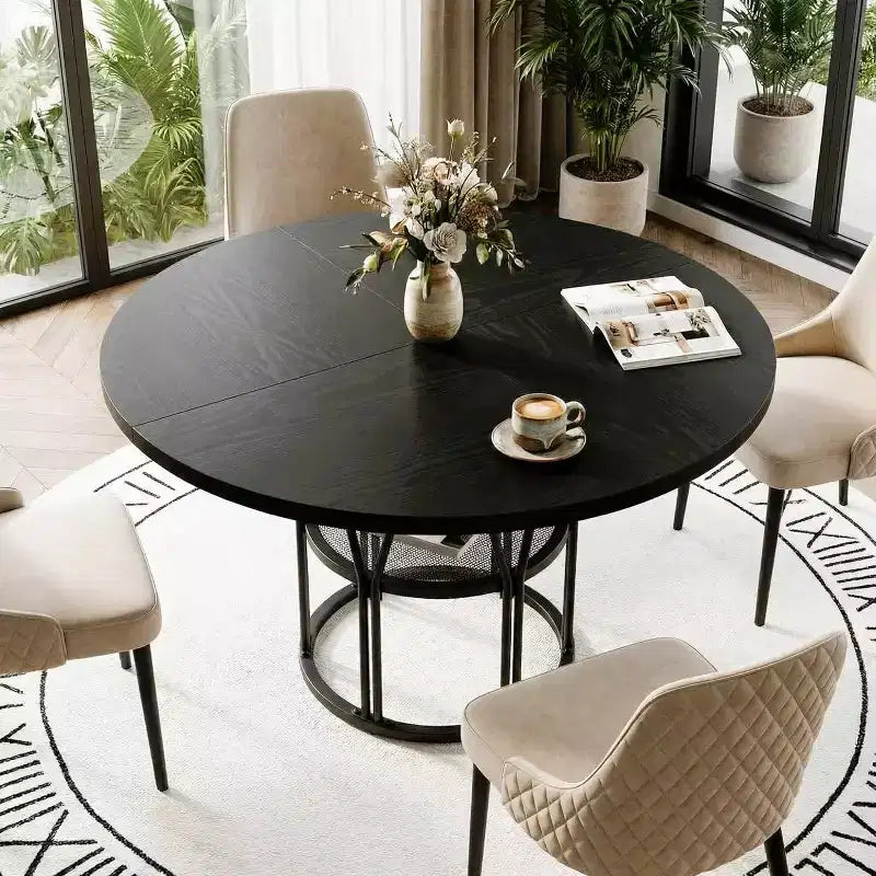 Table à manger ronde moderne à 7 pieds, table de cuisine robuste de 42 pouces pour coin petit-déjeuner, appartement ou bureau à domicile, 4 à 6 places