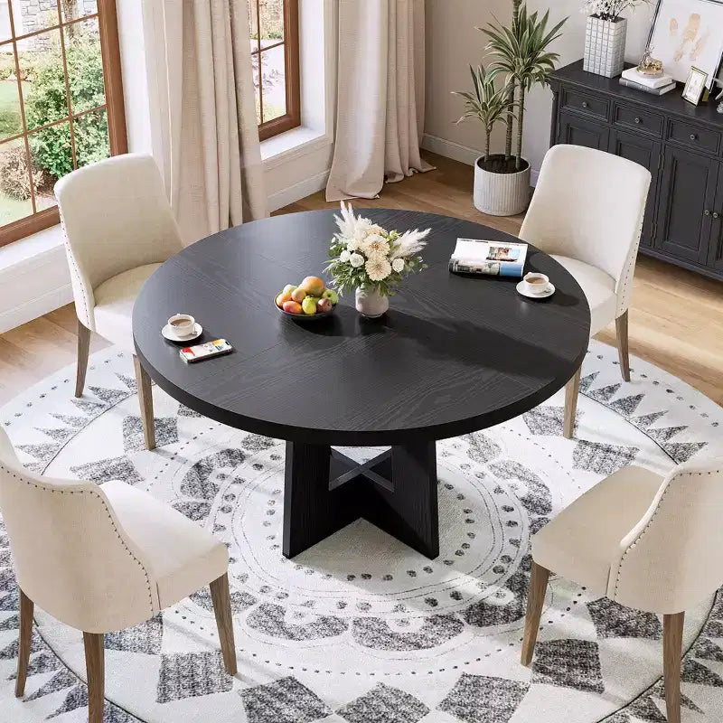 Table à manger ronde moderne à 7 pieds, table de cuisine robuste de 42 pouces pour coin petit-déjeuner, appartement ou bureau à domicile, 4 à 6 places