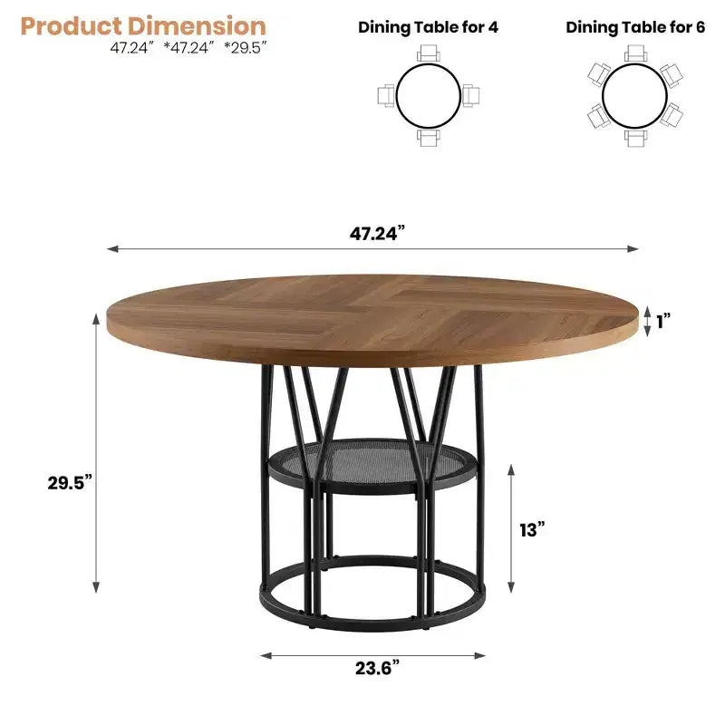 Table à manger ronde moderne à 7 pieds, table de cuisine robuste de 42 pouces pour coin petit-déjeuner, appartement ou bureau à domicile, 4 à 6 places