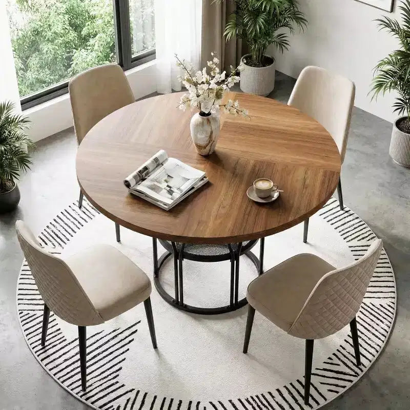 Table à manger ronde moderne à 7 pieds, table de cuisine robuste de 42 pouces pour coin petit-déjeuner, appartement ou bureau à domicile, 4 à 6 places