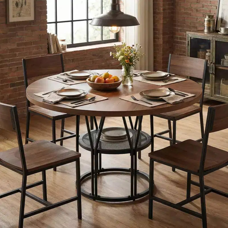 Table à manger ronde moderne à 7 pieds, table de cuisine robuste de 42 pouces pour coin petit-déjeuner, appartement ou bureau à domicile, 4 à 6 places